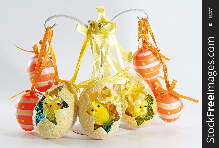 Nice little easter decoration with baby chicken and eggs