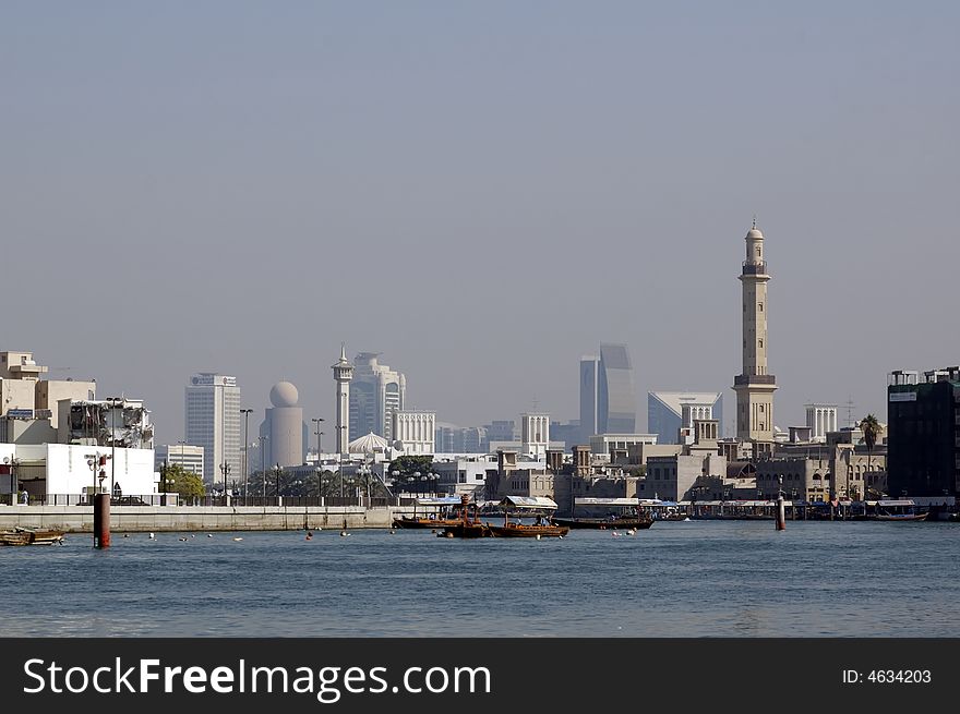 View on modern Dubai from old town. Dubai, United Arabic Emirates.