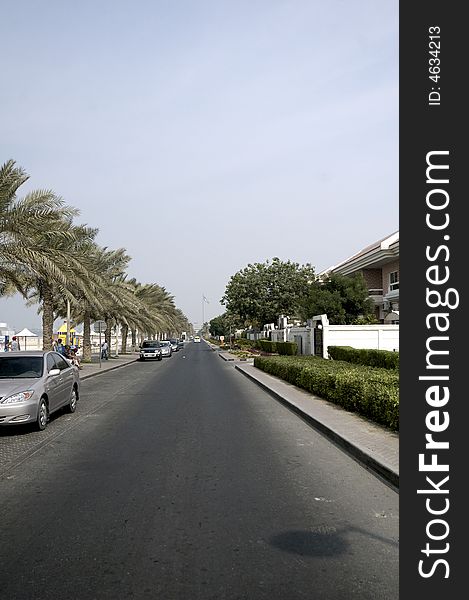 Coastal road in Dubai, United Arabic Emirates.