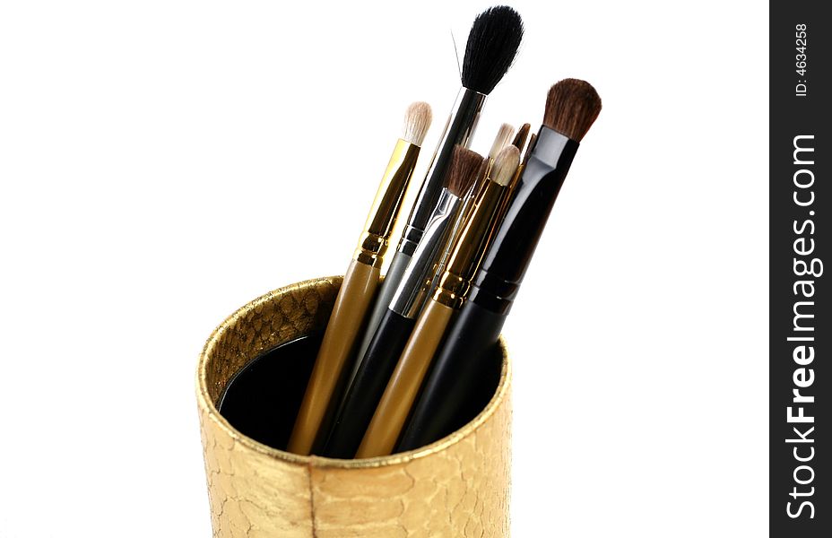 Makeup Brushes In A Container