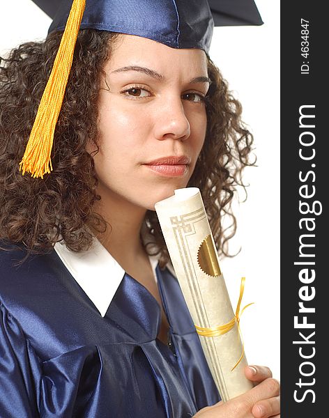 Portrait of a happy woman holding her diploma. Portrait of a happy woman holding her diploma