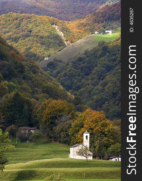 Small white church, Ticino, Switzerland. Small white church, Ticino, Switzerland