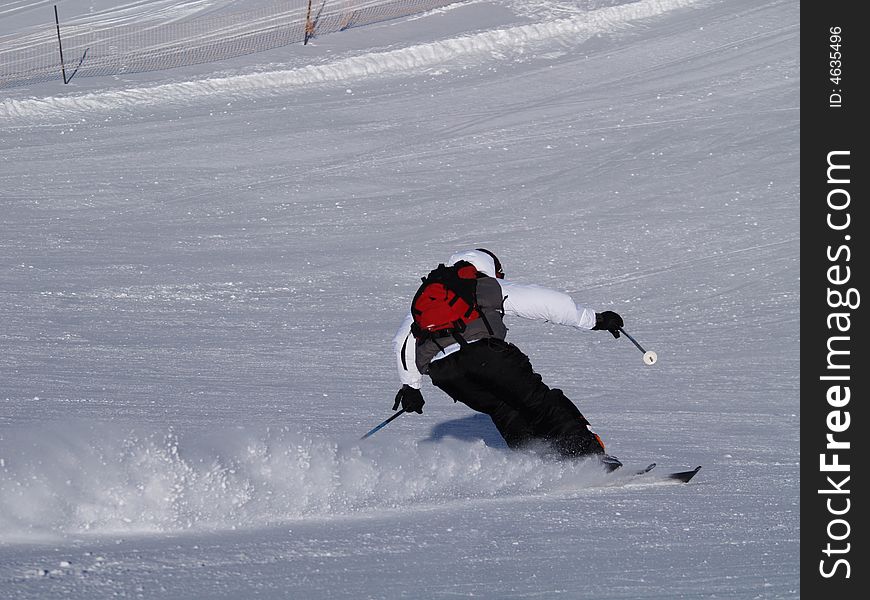 Skier on the ski slope.
