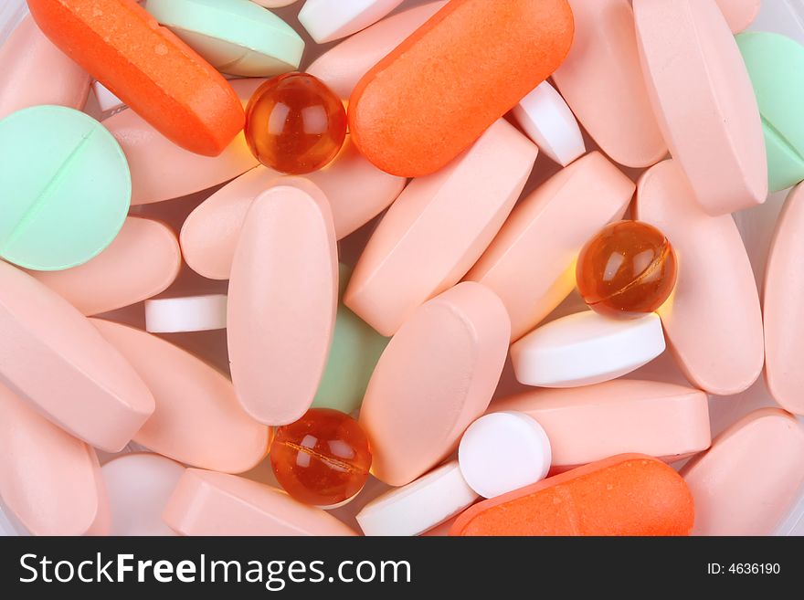 Assorted pills and tablets mixed