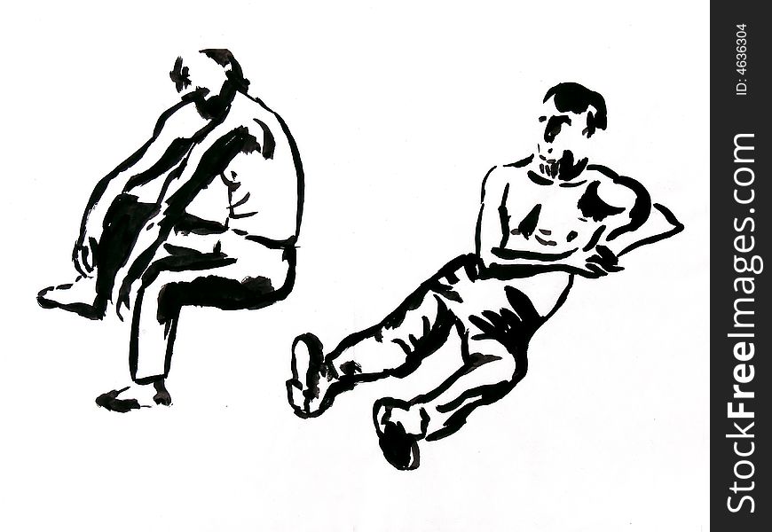 Two Sitting Men Sketches