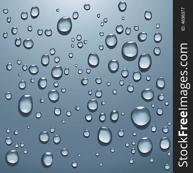 Realistic water droplets; water background;. Realistic water droplets; water background;