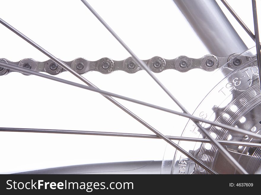 Bicycle detail on white background. Bicycle detail on white background