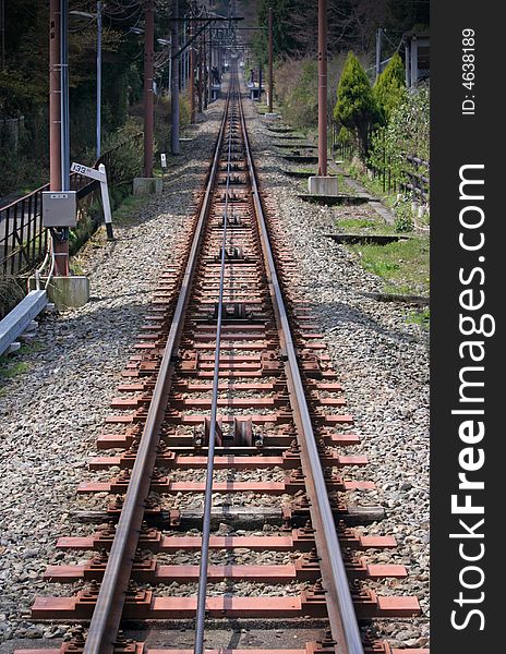 Straight railway track in Japan