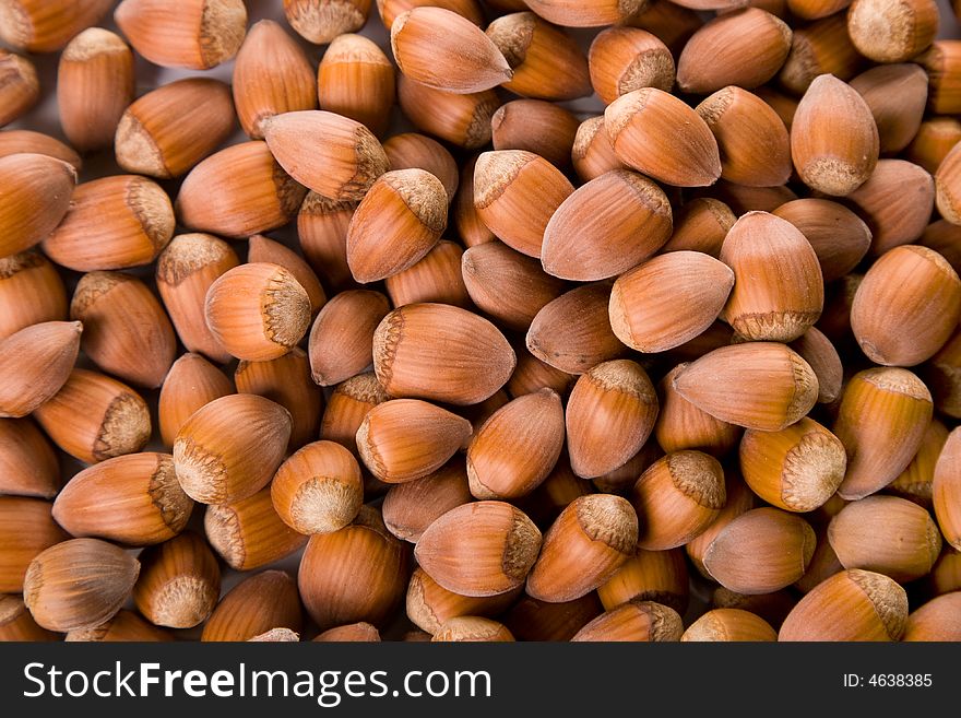 Background of hazelnuts image from above