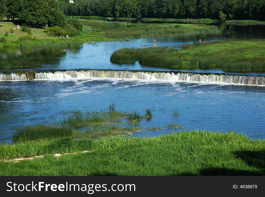 Falls on the river Venta in the city of Kuldiga, Latvia