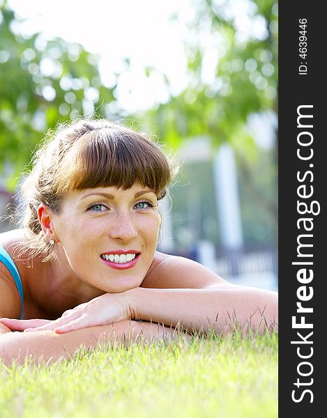 Portrait of young beautiful woman  in summer environment. Portrait of young beautiful woman  in summer environment