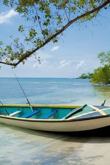 Tropical Beach With Boat Stock Images Tropical Beach With Boat Stock Images