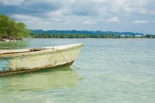 Boat In Water With Horizon Stock Photo Boat In Water With Horizon Stock Photo