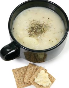Herb Potato Soup And Crackers Royalty Free Stock Images Herb Potato Soup And Crackers Royalty Free Stock Images