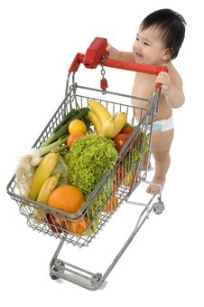 Baby With Shopping Cart Stock Photography Baby With Shopping Cart Stock Photography