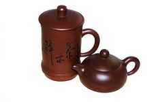 Handmade Ceramic Teacups And Teapots Royalty Free Stock Photos