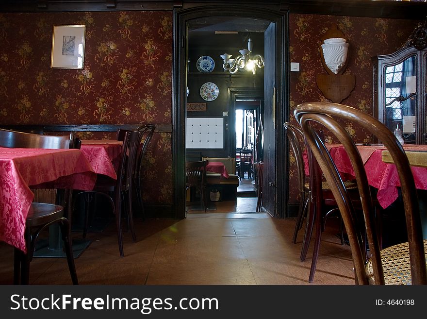 Interior of old restaurant in Aachen, Germany