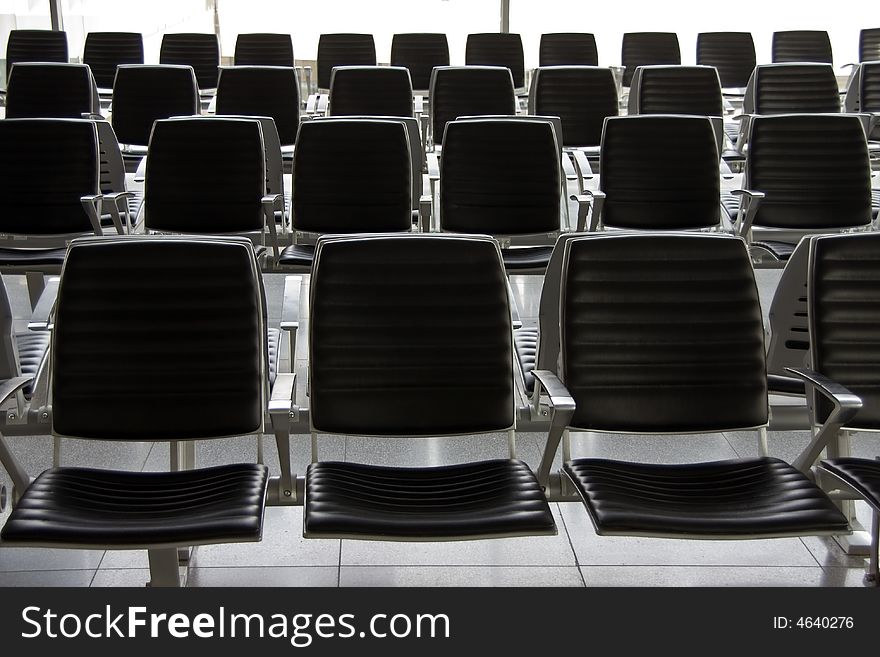 Chairs in the departure lounge at the airport