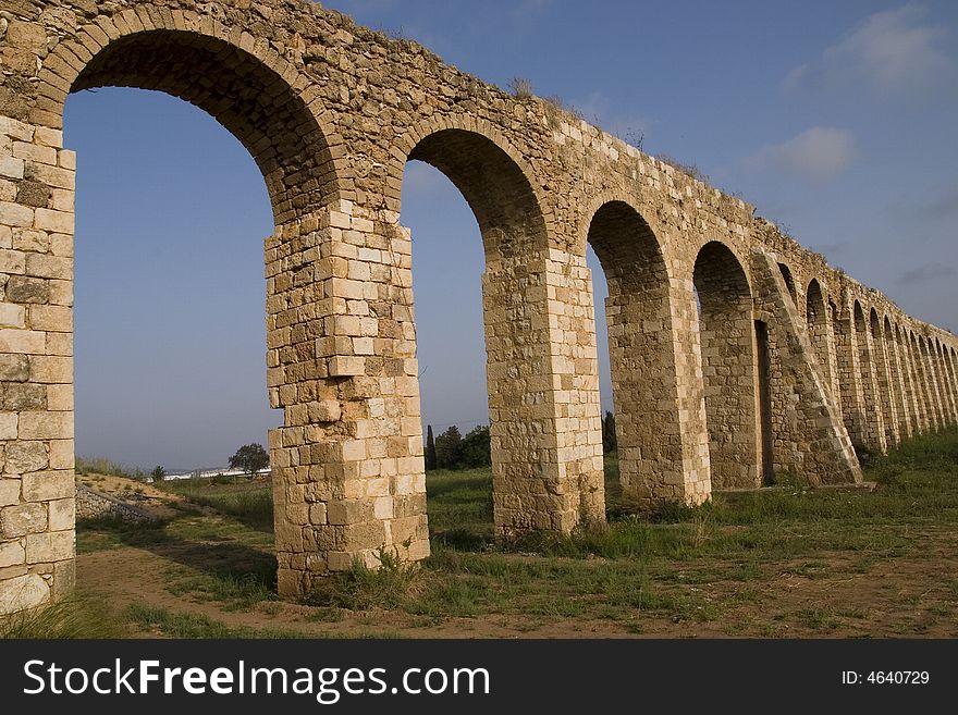 Ancient aqueduct in Acre - Israel.