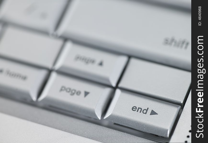 Macro Photo of a Keyboard focused on end key. Macro Photo of a Keyboard focused on end key