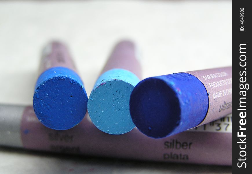 Oil pastels in blue tone. Oil pastels in blue tone