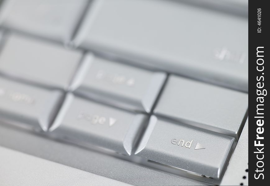 Macro Photo of a Keyboard focused on end key. Macro Photo of a Keyboard focused on end key