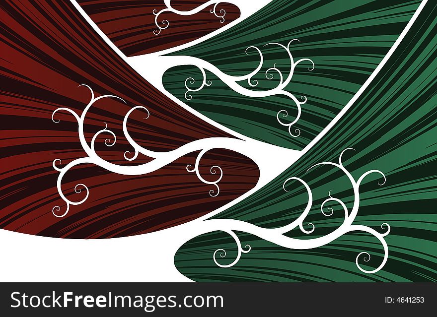 Red And Green Abstract Waves