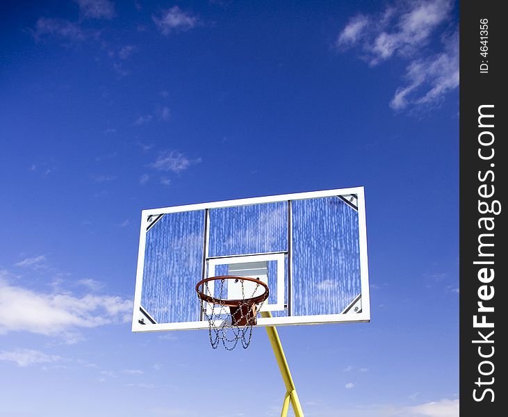 Basketball net on blue sky. Basketball net on blue sky