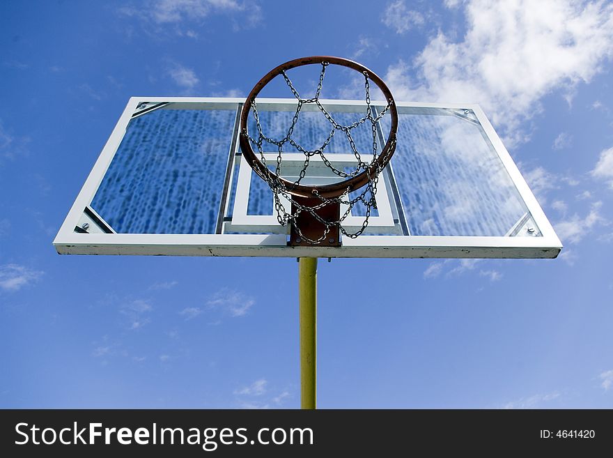 Basketball net on blue sky. Basketball net on blue sky