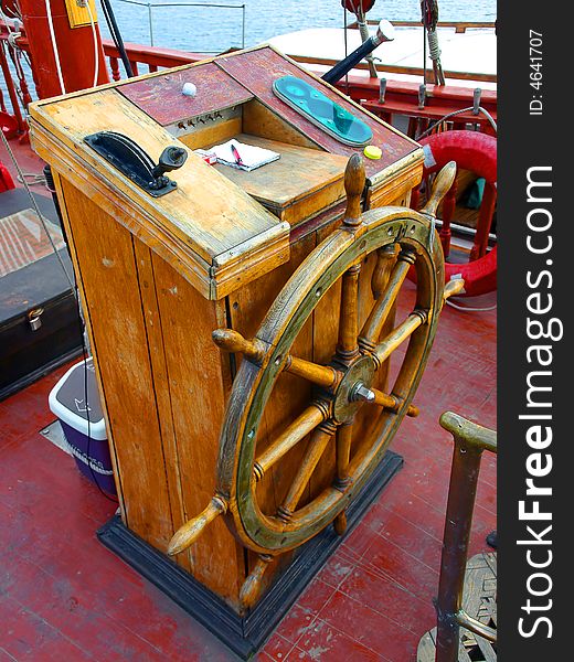 Steering Wheel of the Old Little Pleasure-boat