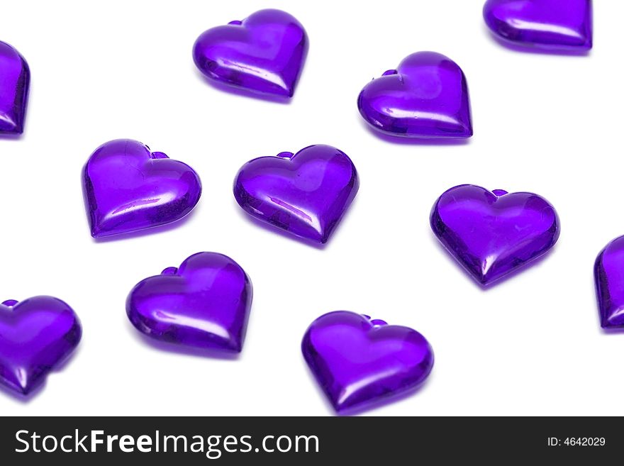 Many hearts on white background