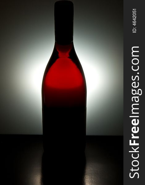 Silhouette Of Red Wine Bottle