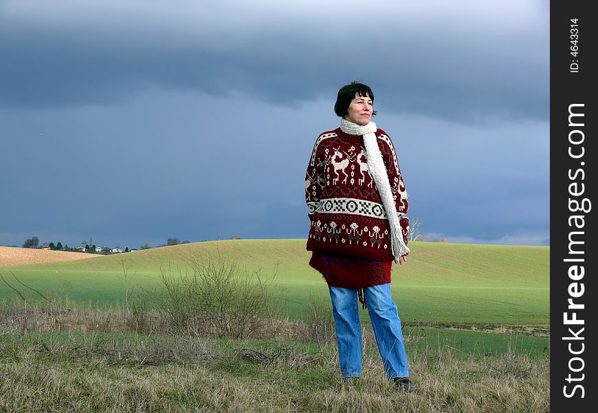 Portrait of happy woman enjoy nature in spring. Portrait of happy woman enjoy nature in spring