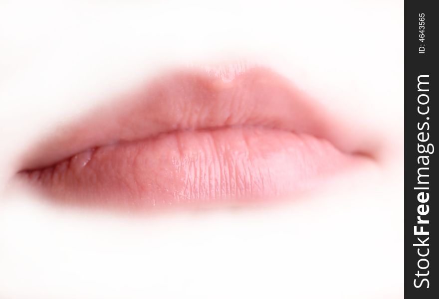 Female sensual lips, close up, on white background