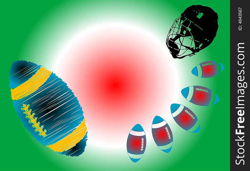 Abstract background with colored balls and black helmet shape. Abstract background with colored balls and black helmet shape