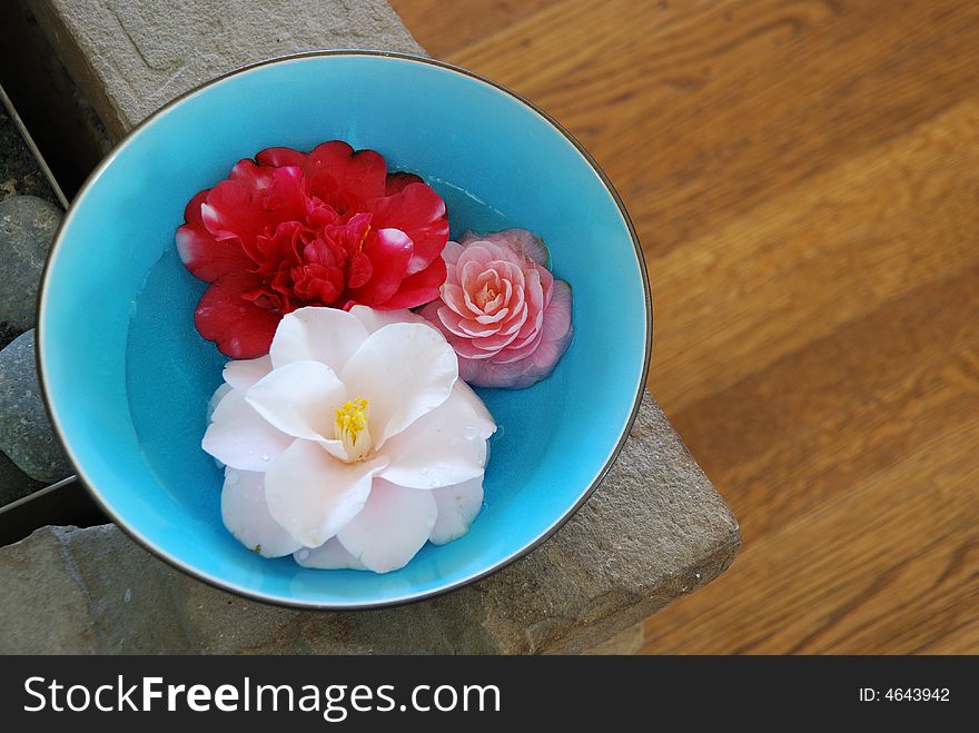 Flowers In Blue Bowl