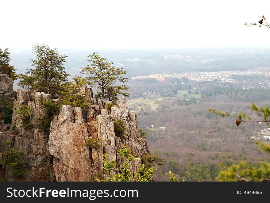 Mountain Cliff Ridge With Trees