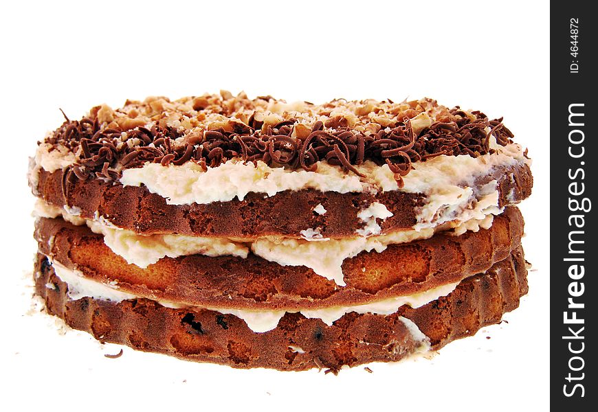 Tasty Cake for holidays on white.