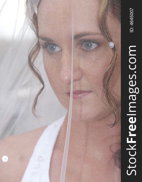 A bride with a veil on her head before wedding ceremony. A bride with a veil on her head before wedding ceremony