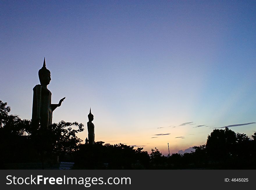 Silhouette of Buddha images in Thailand