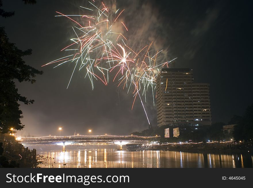 Fire work celebrate at night festival