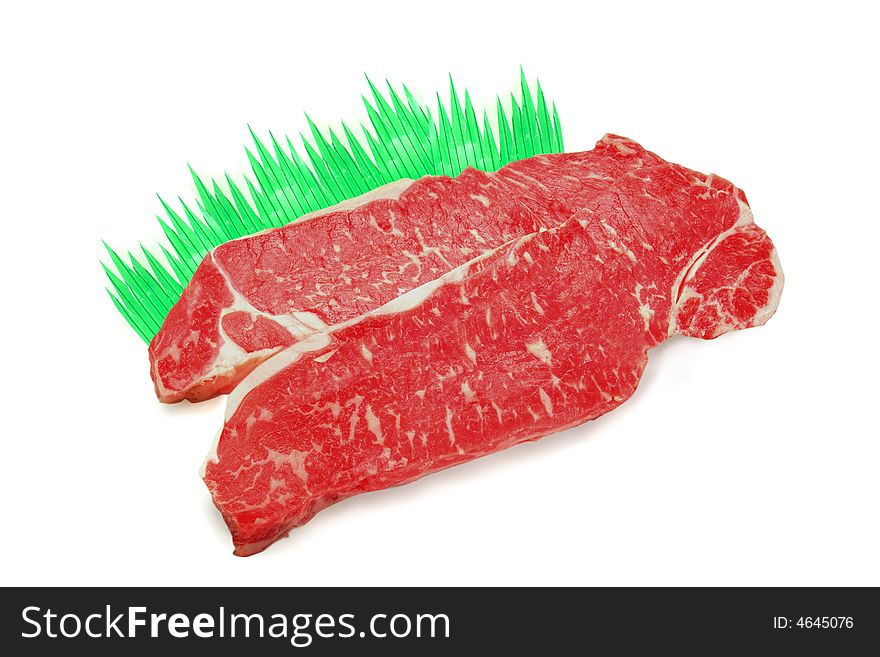 Delicious beef with leaf decoration