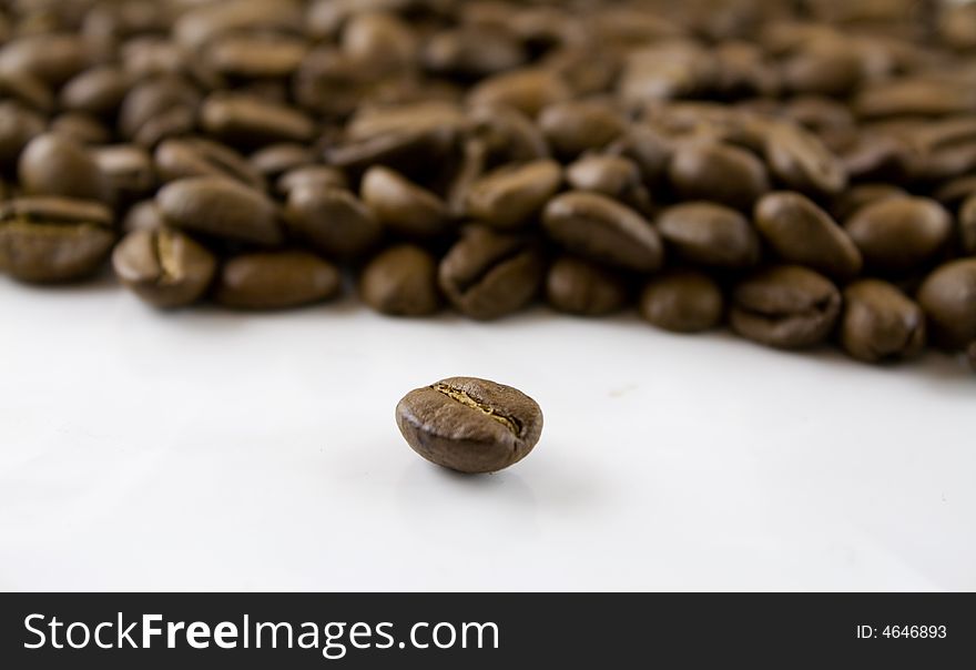 Some coffee seeds against a white background. Some coffee seeds against a white background