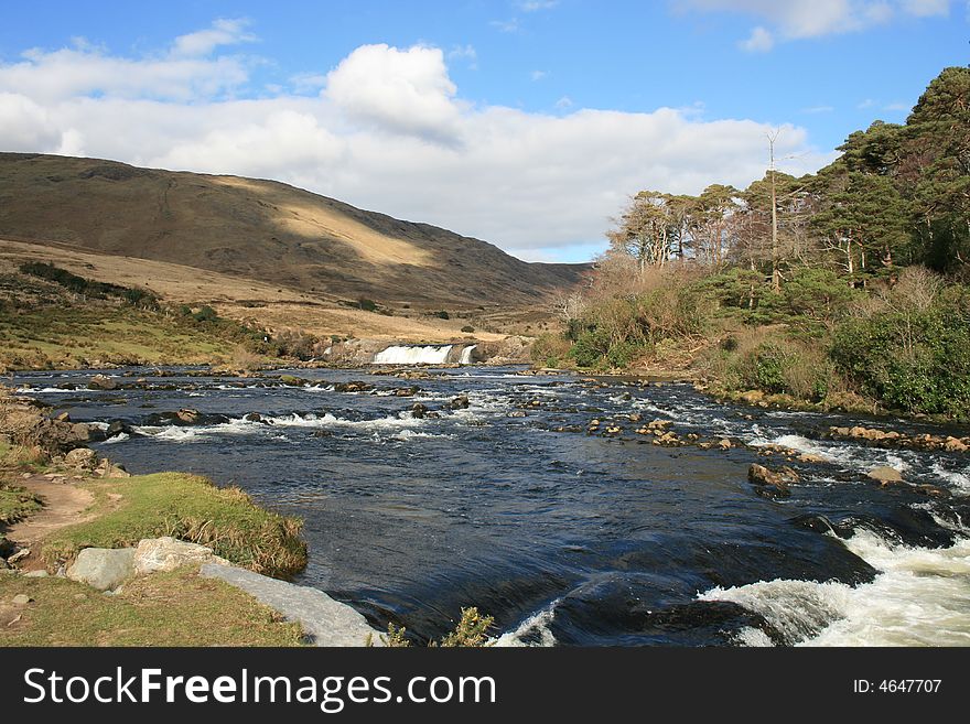 Scenic Irish river in the west of Ireland