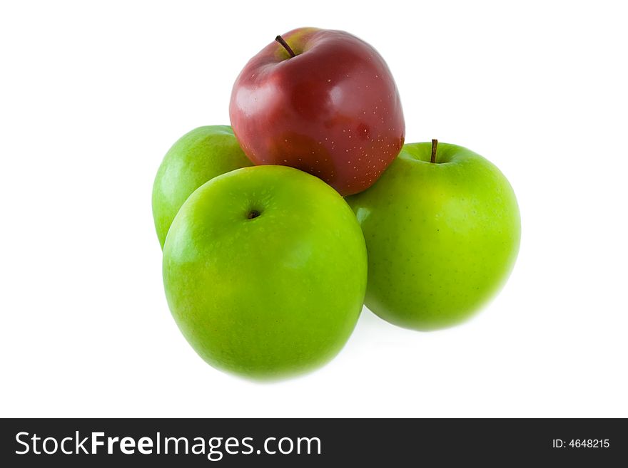 Green and red isolated stack apple. Green and red isolated stack apple