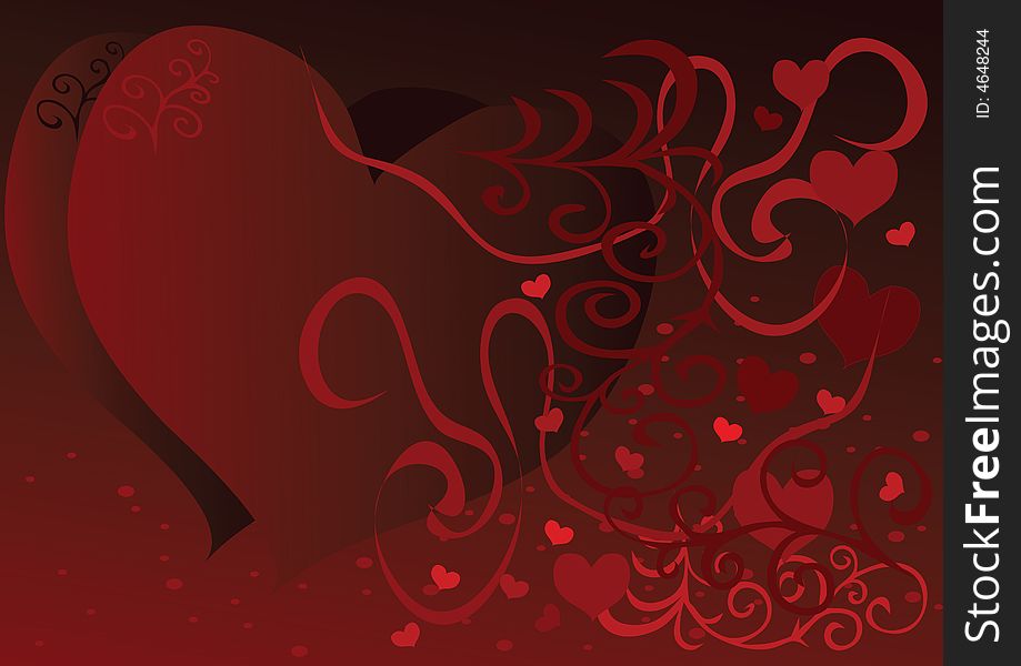 Red heart on abstract background
