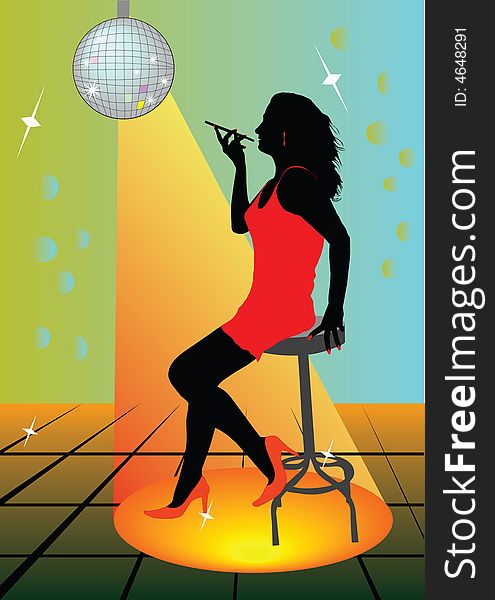 Sexy woman on chair in disco