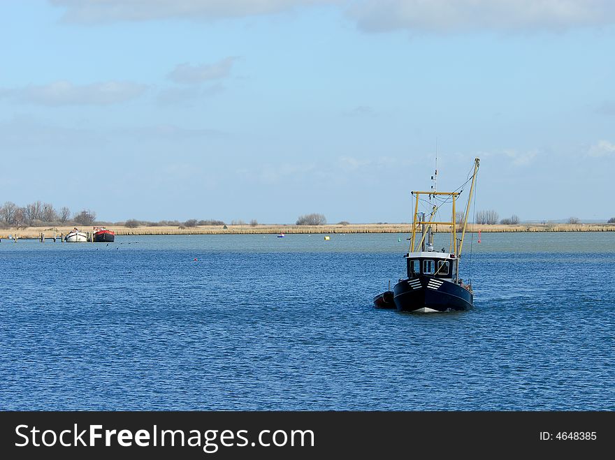 A small fishing ship in the IJsselmeer, the netherlands