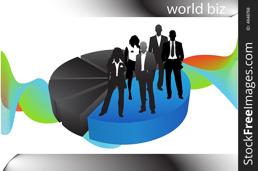 Illustration of business people... world biz