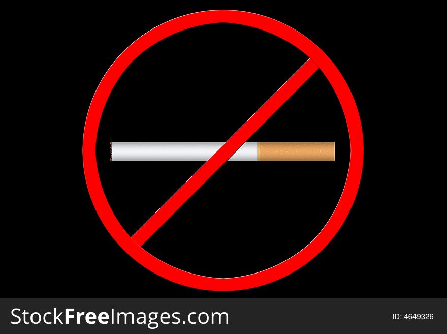 Illustration of a no smoking sign on a black background